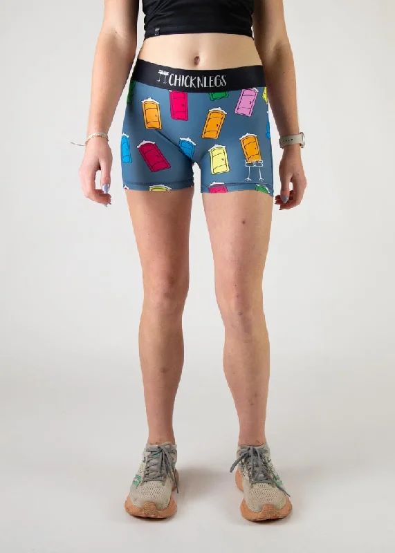 Cartoon Shorts-Women's Porta Potty 3" Race Compression Shorts