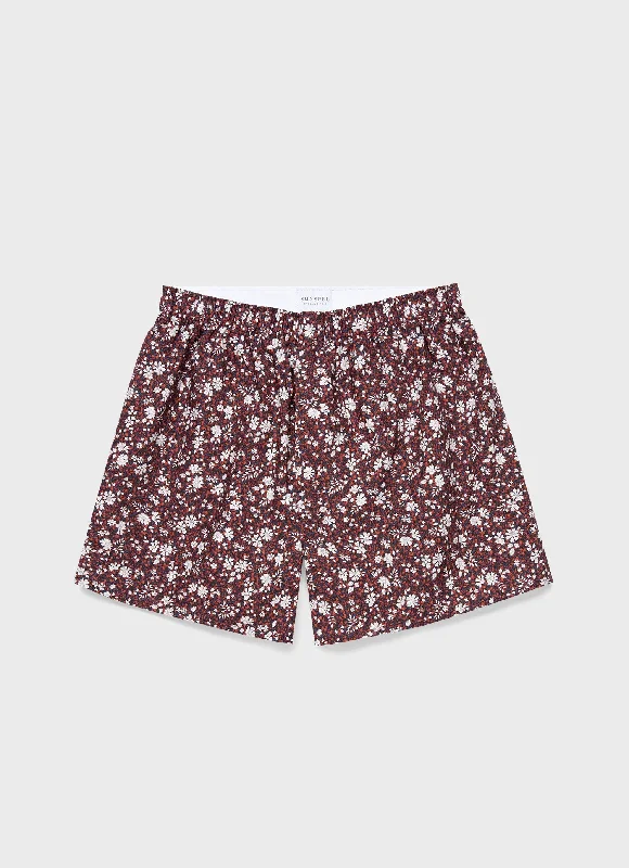 Holiday Shorts-Men's Classic Boxer Shorts in Liberty Fabric Red Pepper Floral