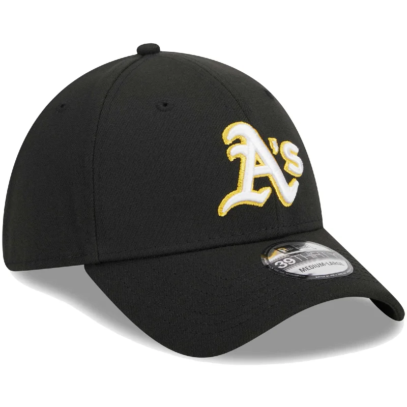 Graphic Hat-New Era Men's Oakland A's  39Thirty Team Classic Stretch Fit Hat-Black