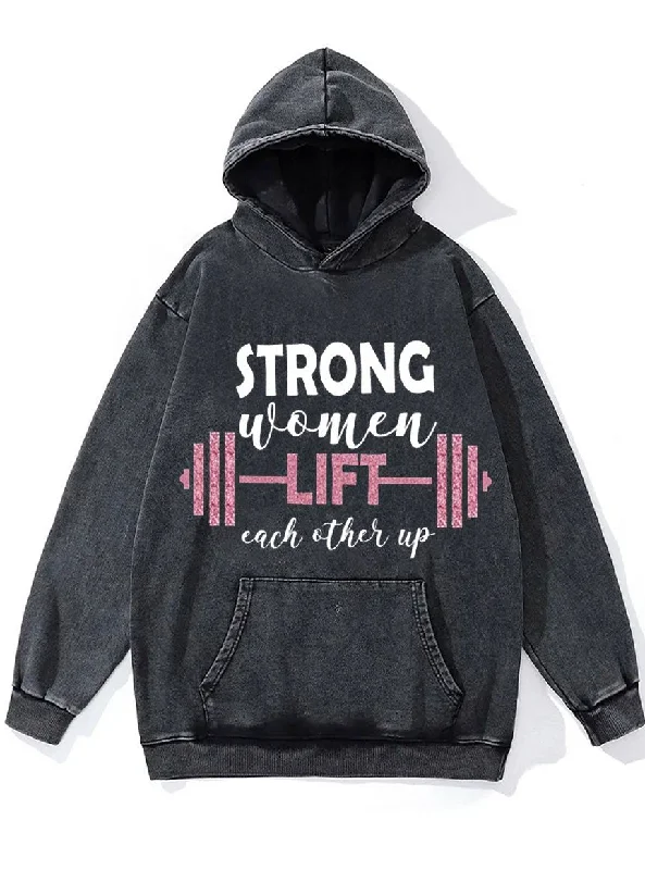 Fleece Hoodie-Strong Women Washed Gym Hoodie