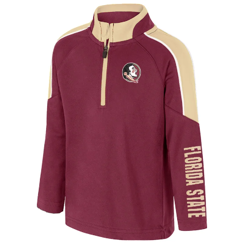 Custom Jacket-Colosseum Toddler Seminole Logo/Florida State 1/4 Zip Jacket - Garnet/Gold