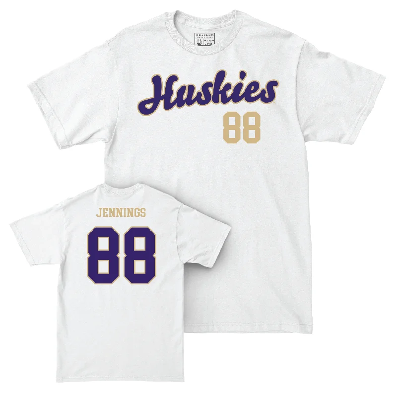 Running T-Shirt-Football White Script Comfort Colors Tee - Jake Jennings