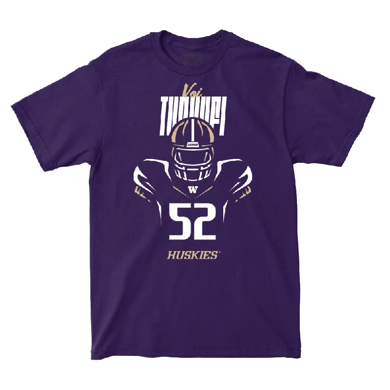 Floral T-Shirt-Football Silhouette Purple Tee   - Voi Tunuufi