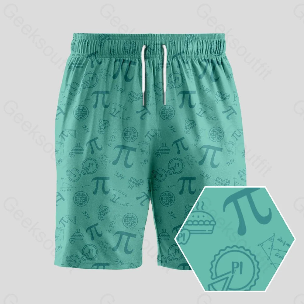 Mesh Shorts-Pi Science Lake Green Geeky Drawstring Shorts