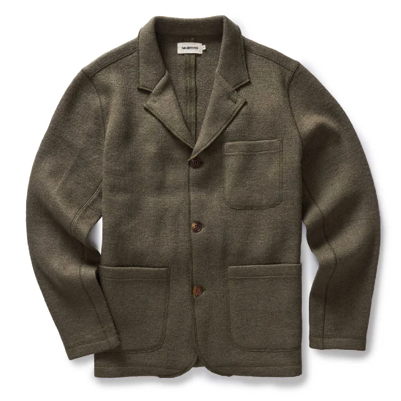 Motorcycle Jacket-The Evans Blazer in Forest Birdseye Wool