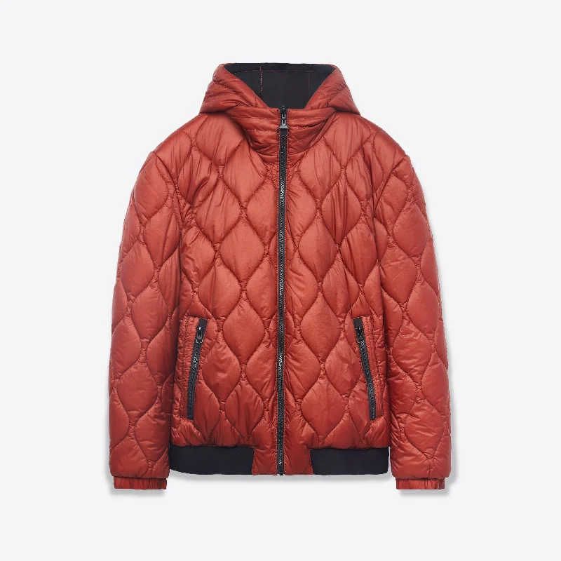 Winter Jacket-Reversible Bomber Jacket with Hood