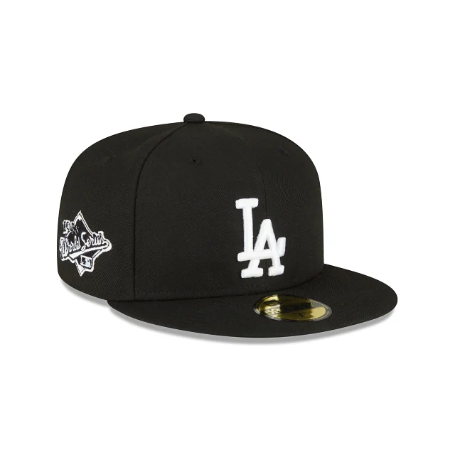 Rock Hat-New Era Los Angeles Dodgers 1988 World Series Side Patch FITTED 59FIFTY-BLACK AND WHITE