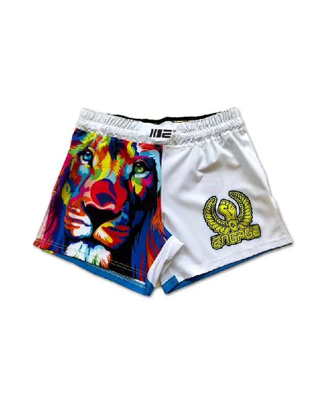 Camouflage Shorts-Engage Higher Lion MMA Hybrid Shorts White