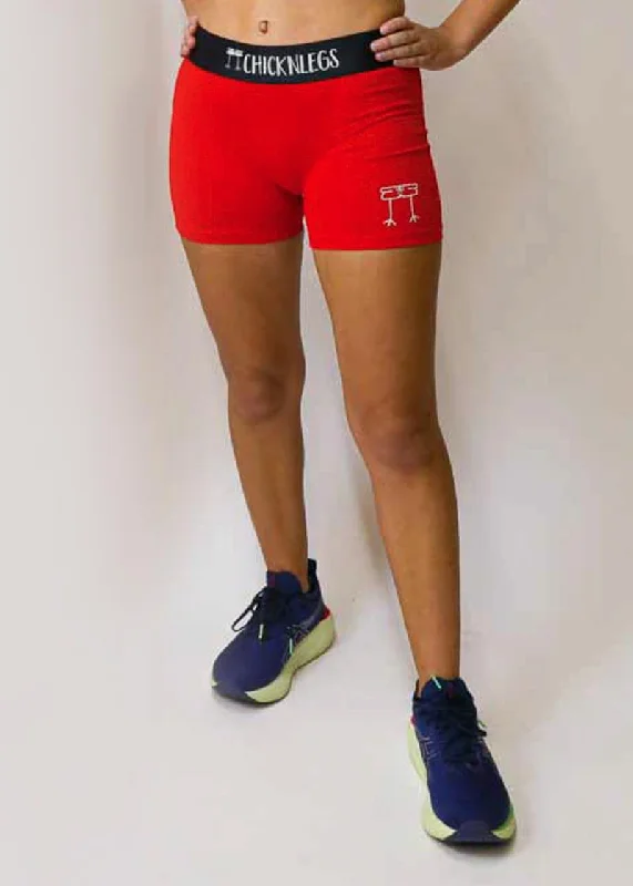 Cotton Shorts-Women's Red 3" Race Compression Shorts