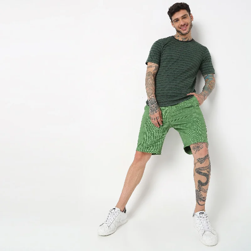 Reflective Shorts-Regular Fit Solid Mid Rise Shorts