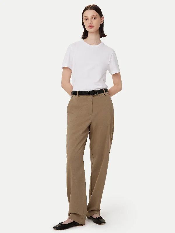 The Jane Straight Pant in Taupe