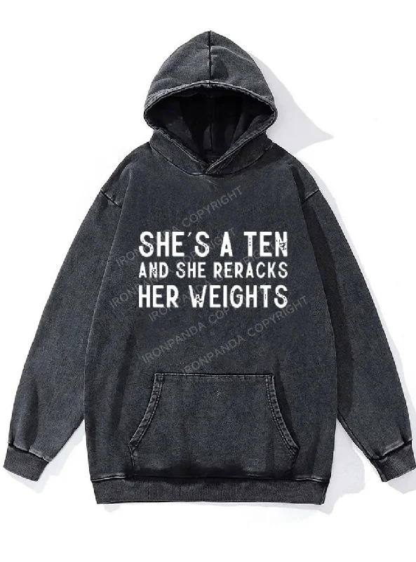 Soccer Hoodie-She's A Ten WASHED GYM HOODIE