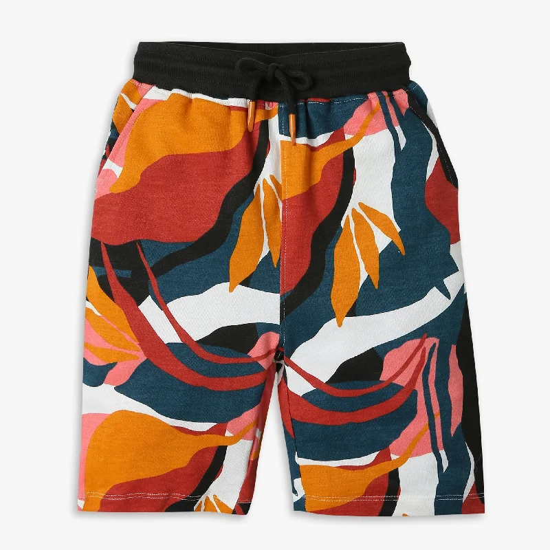 Running Shorts-Boys Regular Fit Printed Mid Rise Shorts