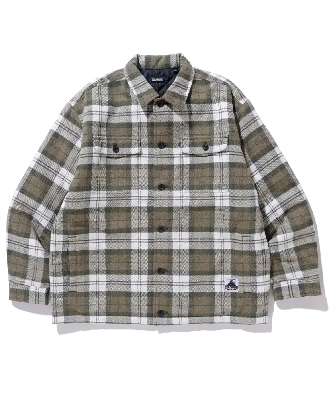 Waterproof Jacket-QUILTED CHECK SHIRT JACKET