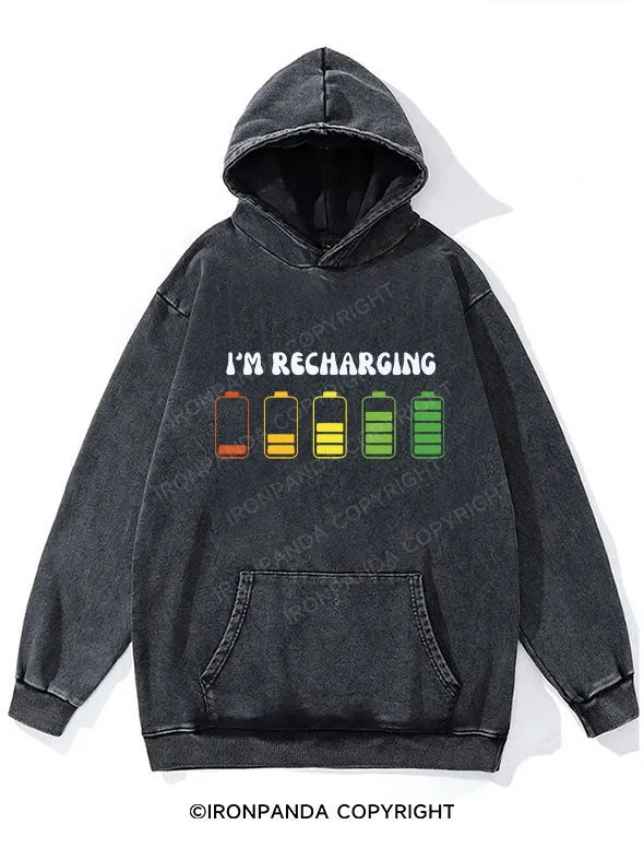 Rugby Hoodie-I'm Recharging WASHED GYM HOODIE