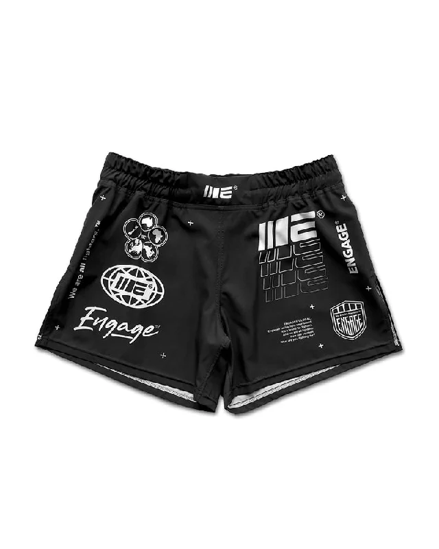 Regular Fit Shorts-Engage Billboard MMA Hybrid Shorts - Black