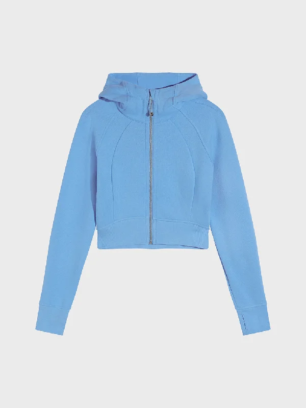 Comfy Hoodie-LULULEMON SINATRA BLUE SCUBA FULL ZIP CROPPED HOODIE