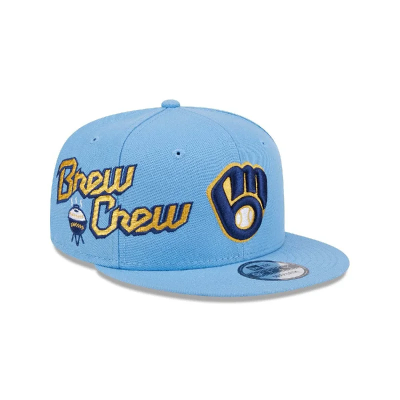 Aviator Hat-New Era Milwaukee Brewers City Connect Icon 9Fifty Snapback Hat-Light Blue