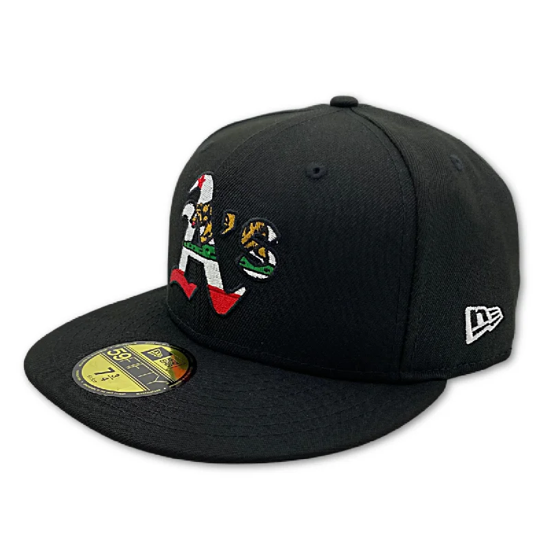 Fishing Hat-OAKLAND ATHLETICS NEW ERA CA BEAR 9FIFTY SNAPBACK ADJUSTABLE HAT-BLACK