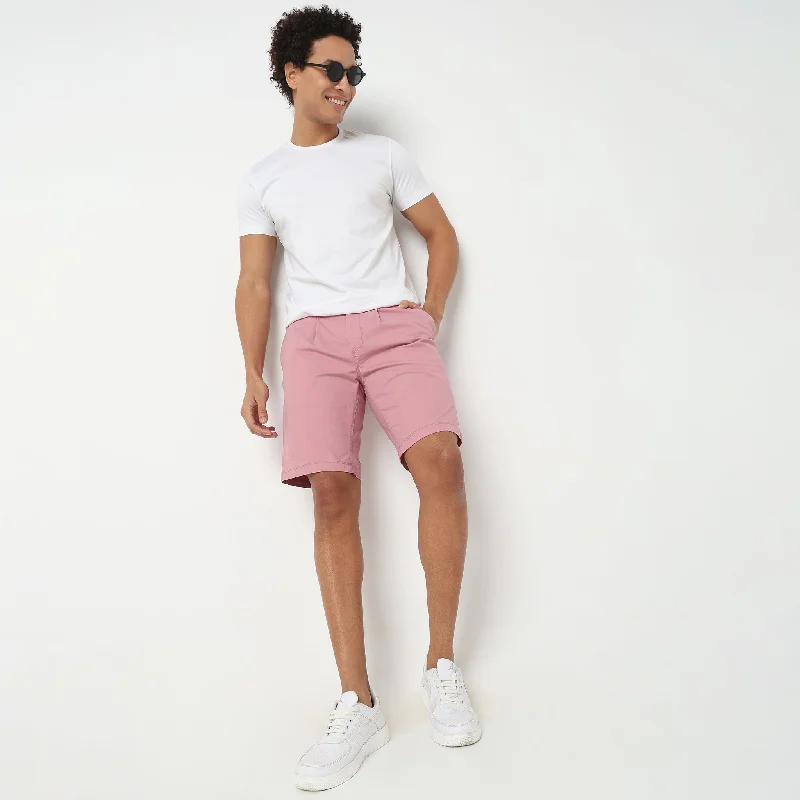 Neon Shorts-Regular Fit Solid Mid Rise Shorts