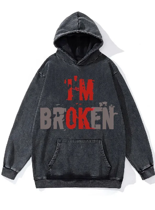 Slim Fit Hoodie-I‘m Broken Washed Gym Hoodie