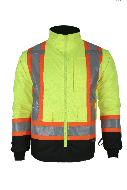 Flight Jacket-Viking Men's Handyman® Waterproof Class 1 Hi-Vis 7-in-1 Rain Jacket_Hi-Vis Green