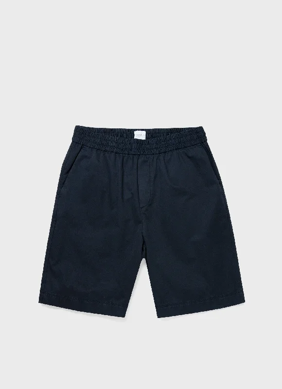 Surfing Shorts-Men's Cotton Linen Drawstring Shorts in Navy