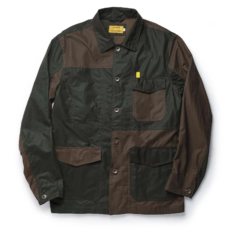 Aviator Jacket-The Task Jacket in Waxed Khaki and Olive Patchwork