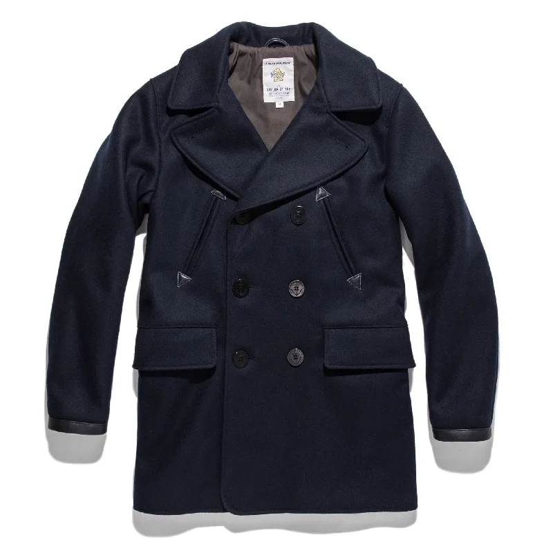 Sports Jacket-The Mendocino Peacoat in Navy Melton Wool