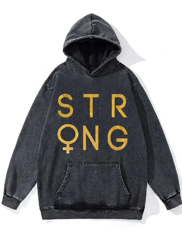 Windproof Hoodie-STRONG FEMALE Washed Gym Hoodie