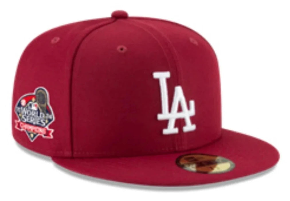 DIY Hat-New Era Los Angeles Dodgers 2024 World Series Champions 59FIFTY Fitted Hat- Burgandy