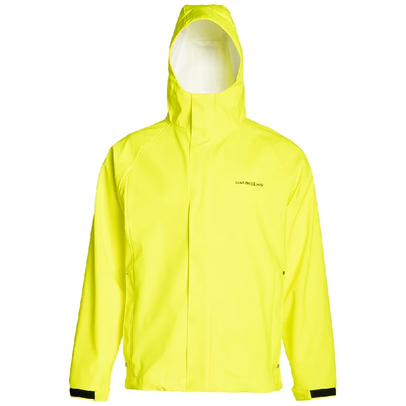 Thermal Jacket-Grundéns Men's Neptune 319 Hi-Vis Waterproof Hooded Commercial Fishing Jacket