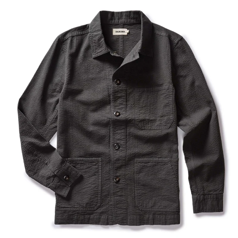 Fishing Jacket-The Ojai Jacket in Faded Black Seersucker