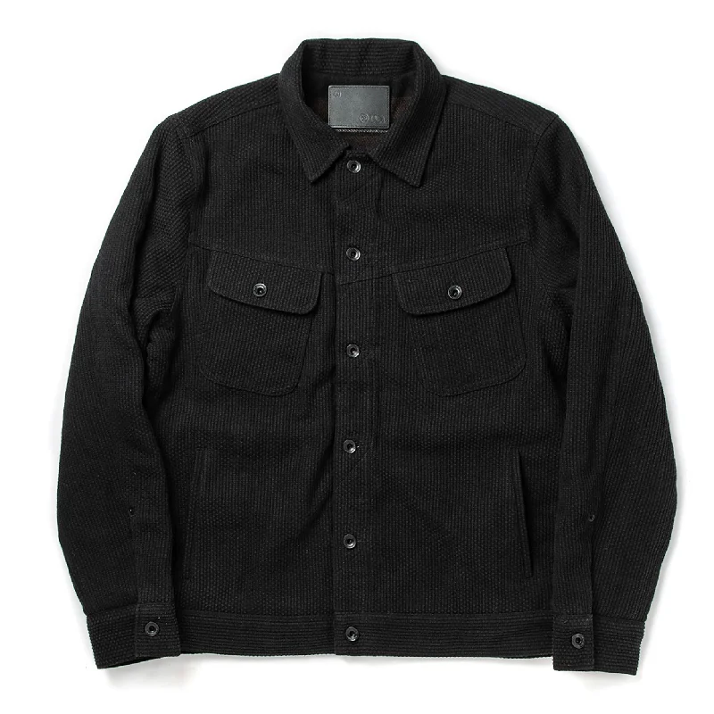 Minimalist Jacket-The Long Haul Jacket in Black Indigo Sashiko