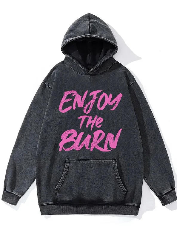 Sleeveless Hoodie-Enjoy the Burn Washed Gym Hoodie