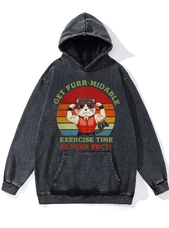 Tactical Hoodie-Exercise Time is Purrfect Washed Gym Hoodie