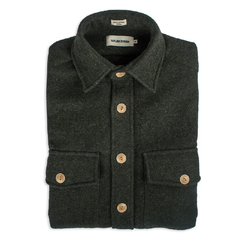 Fleece Jacket-The Maritime Shirt Jacket in Moss Donegal Wool