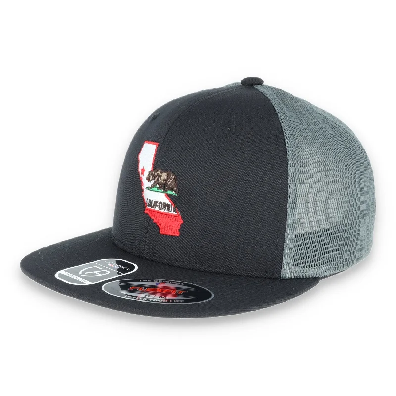 Sports Hat-THE COLISEUM CALIFORNIA STATE BEAR TRUCKER Flexfit® Performance Trucker Mesh Back-BLACK/GRAPHITE