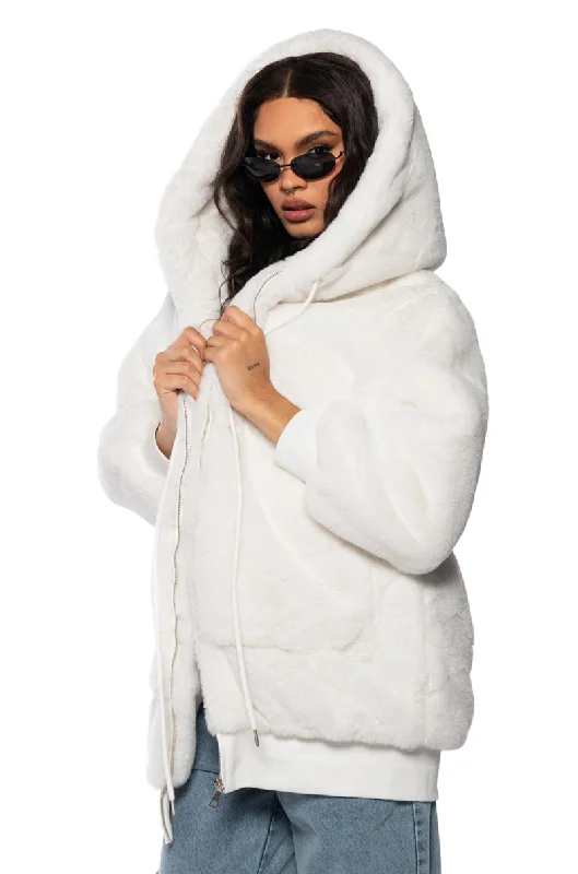 Gothic Hoodie-RZA LONG COMFY FAUX FUR HOODIE IN WHITE