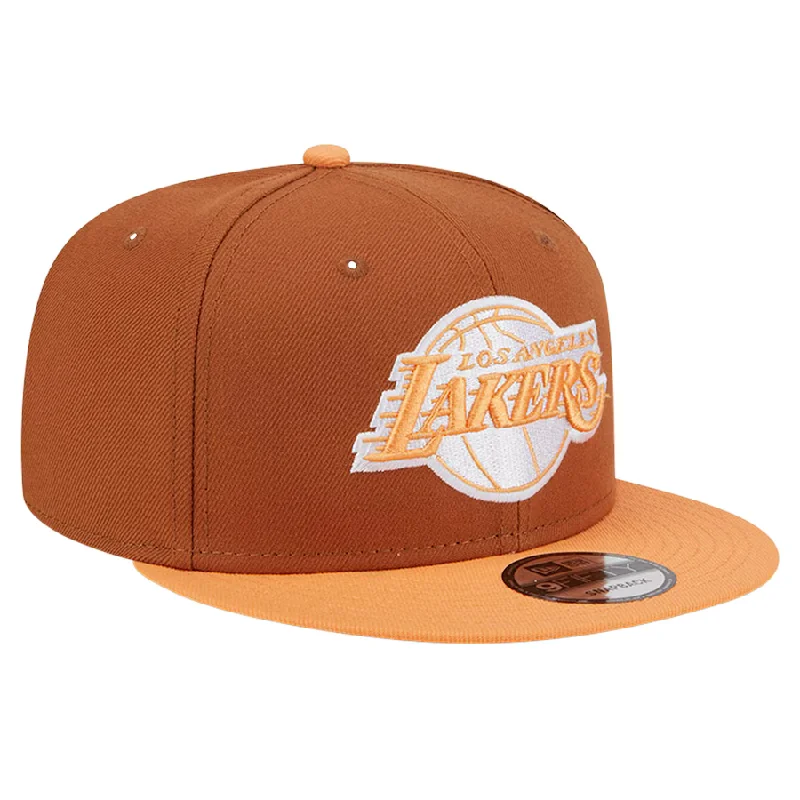 Tennis Hat-New Era Los Angeles Lakers Color Pack 2-Tone 9FIFTY Snapback Hat-Brown/Orange