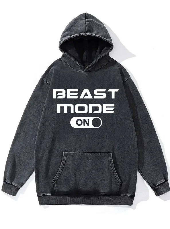 Gothic Hoodie-Beast Mode On Washed Gym Hoodie