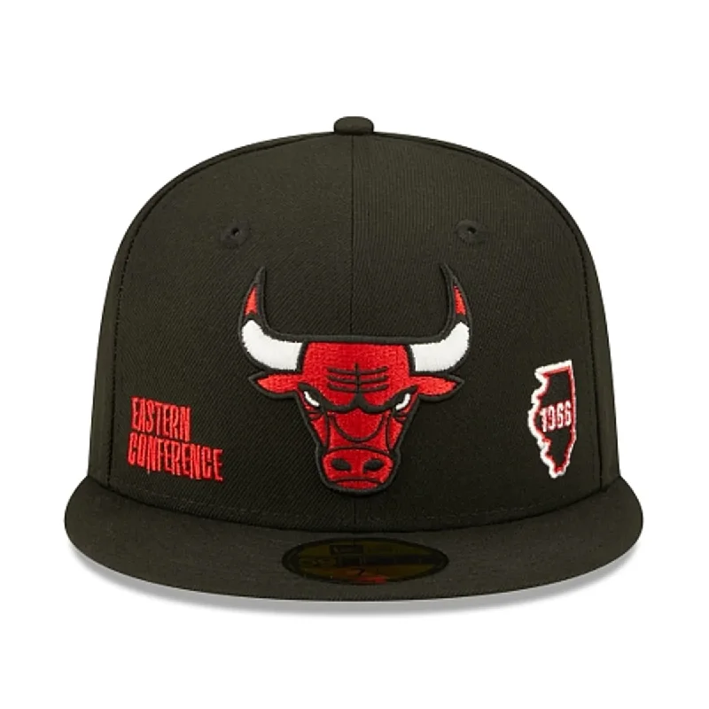 Safari Hat-New Era Chicago Bulls Identity 59Fifty Fitted Hat-Black