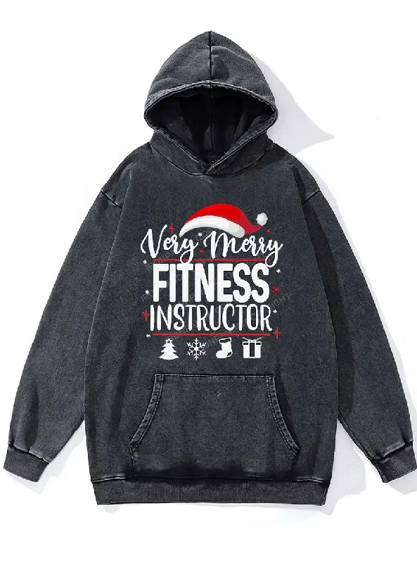 Floral Hoodie-Very Merry Fitness Instructor Washed Gym Hoodie