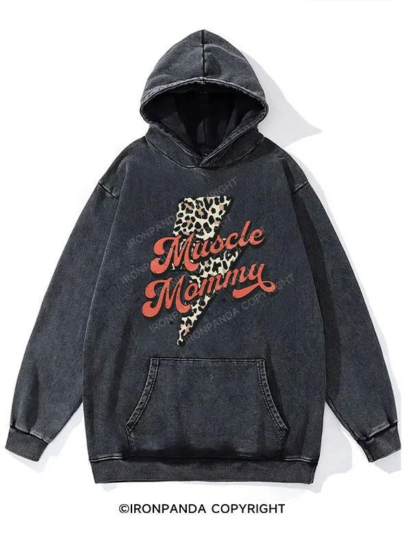 Cropped Hoodie-Retro Muscle Mommy WASHED GYM HOODIE