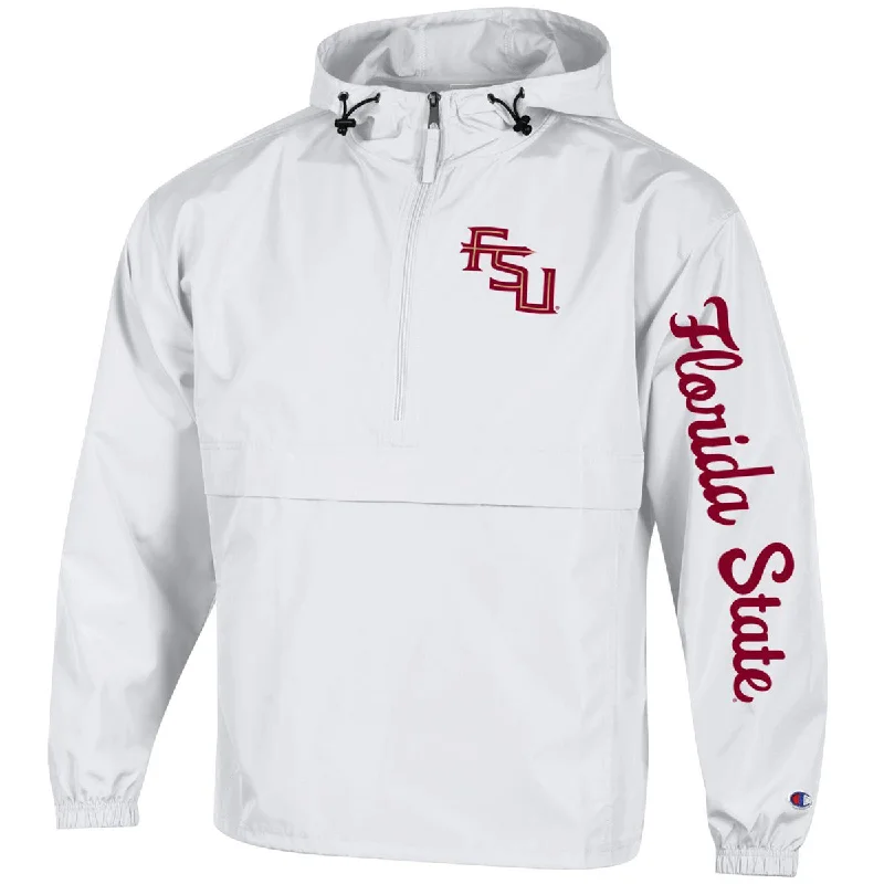 Glow In The Dark Jacket-Champion Men's/Unisex Stacked FSU Packable Jacket - White