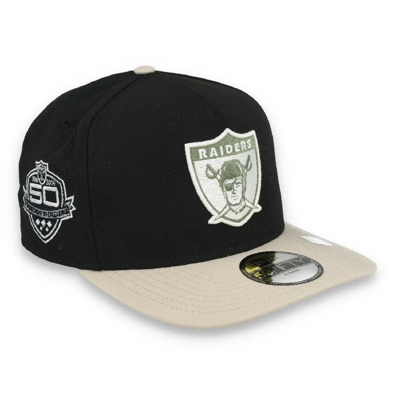 Tropical Hat-New Era Las Vegas Raiders 50th Anniversary Side Patch Canvas A-Frame 59FIFTY Fitted Hat