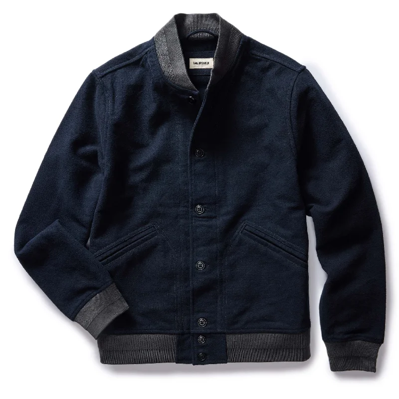 Baseball Team Jacket-The Bomber Jacket in Dark Navy Moleskin