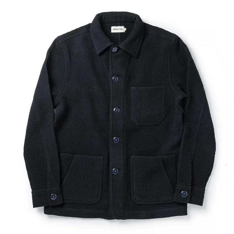 Biker Jacket-The Ojai Jacket in Navy Waffle Wool