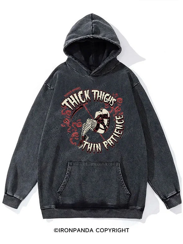 Handmade Hoodie-Thick Thighs Thin Patience WASHED GYM HOODIE