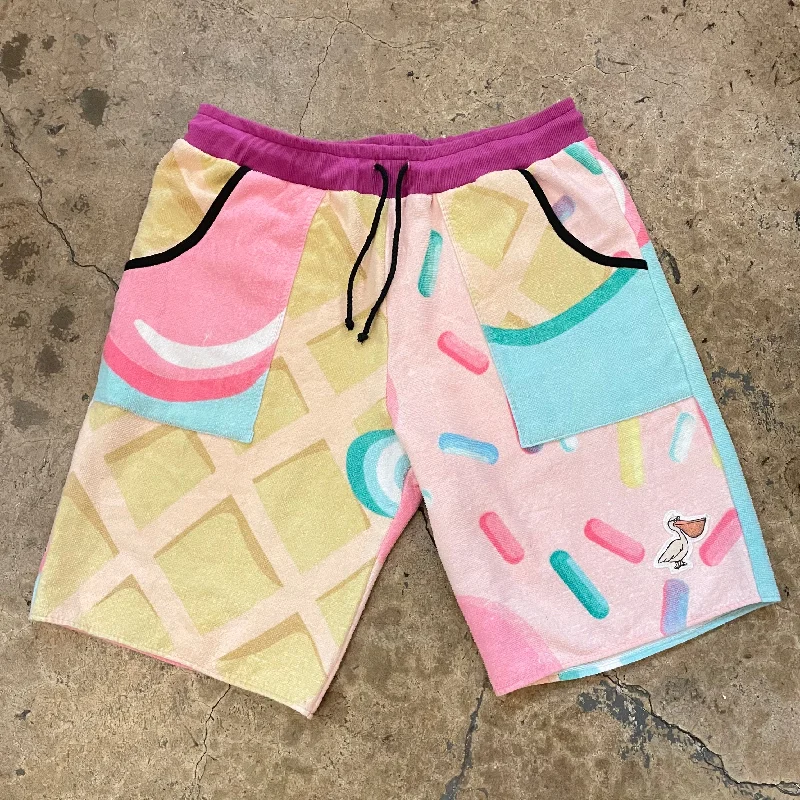 Monochrome Shorts-Yokishop - Ice Cream Beach Towel Shorts